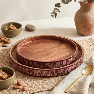 buy online handmade wooden trays for dining table in Pakistan