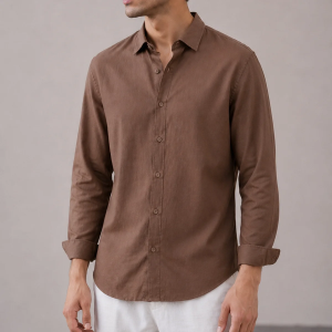 Buy Brown linen shirt for men online in Pakistan